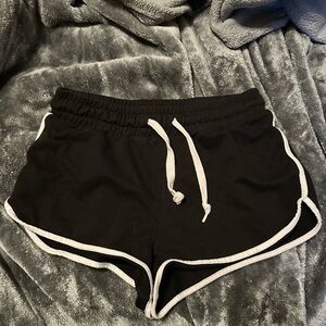 Forever 21 Black and White Athletic Shorts with Elastic Waistband